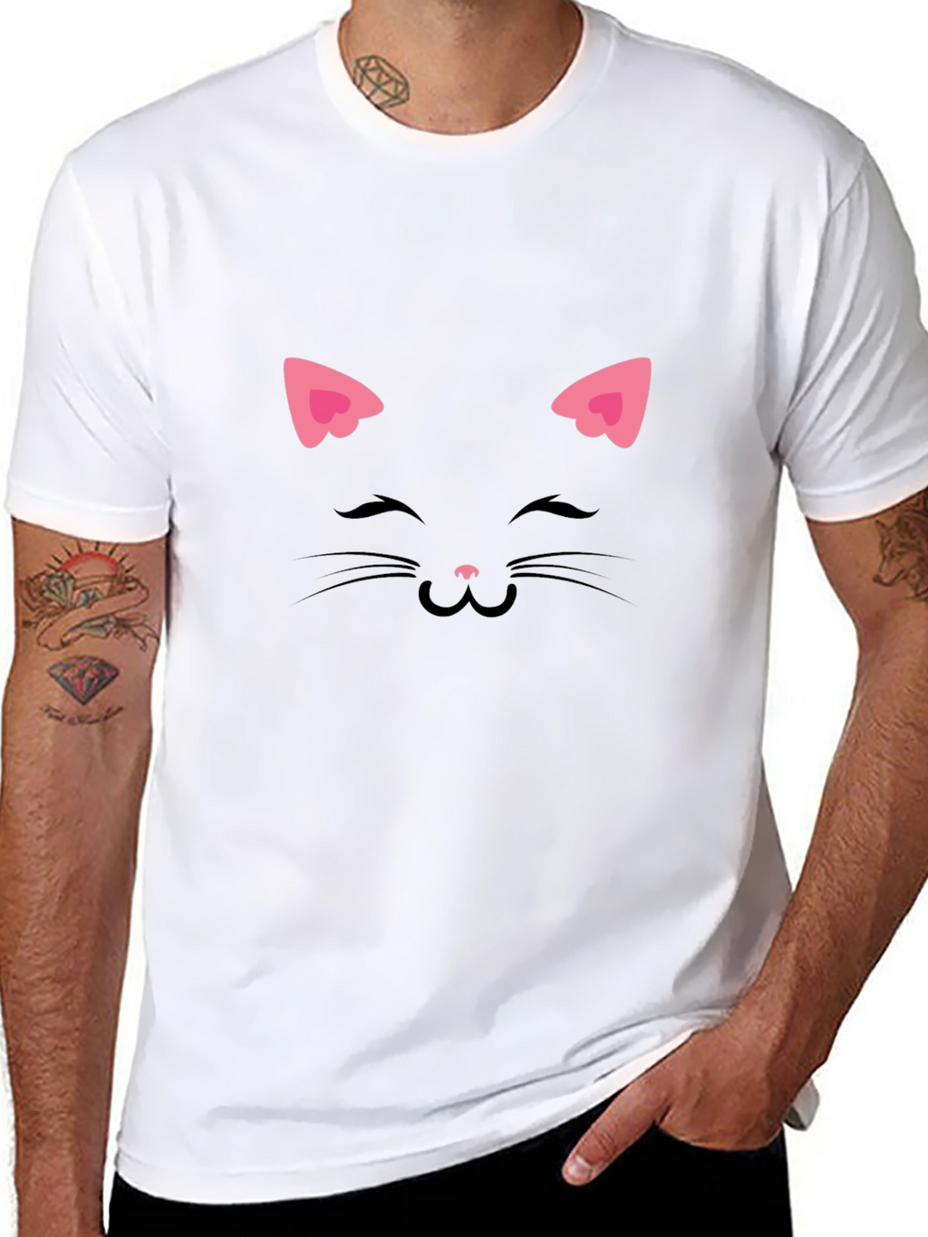 Cute Black Cat Face Graphic Tee