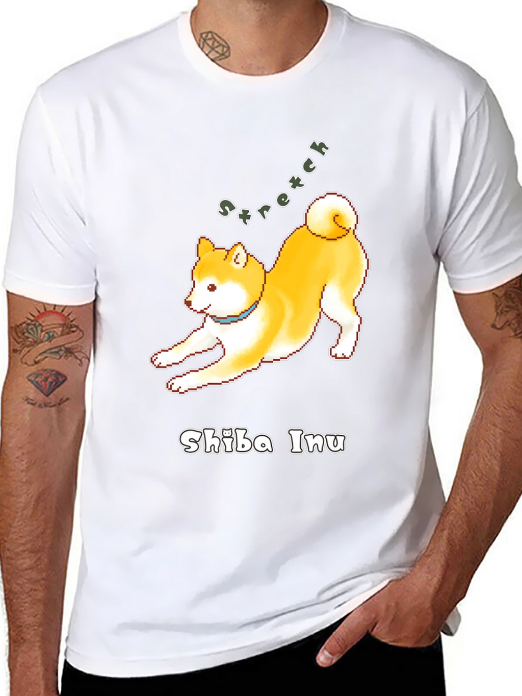 Shiba Inu Stretch Black T-Shirt