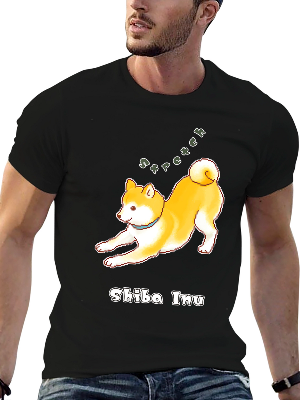 Shiba Inu Stretch Black T-Shirt
