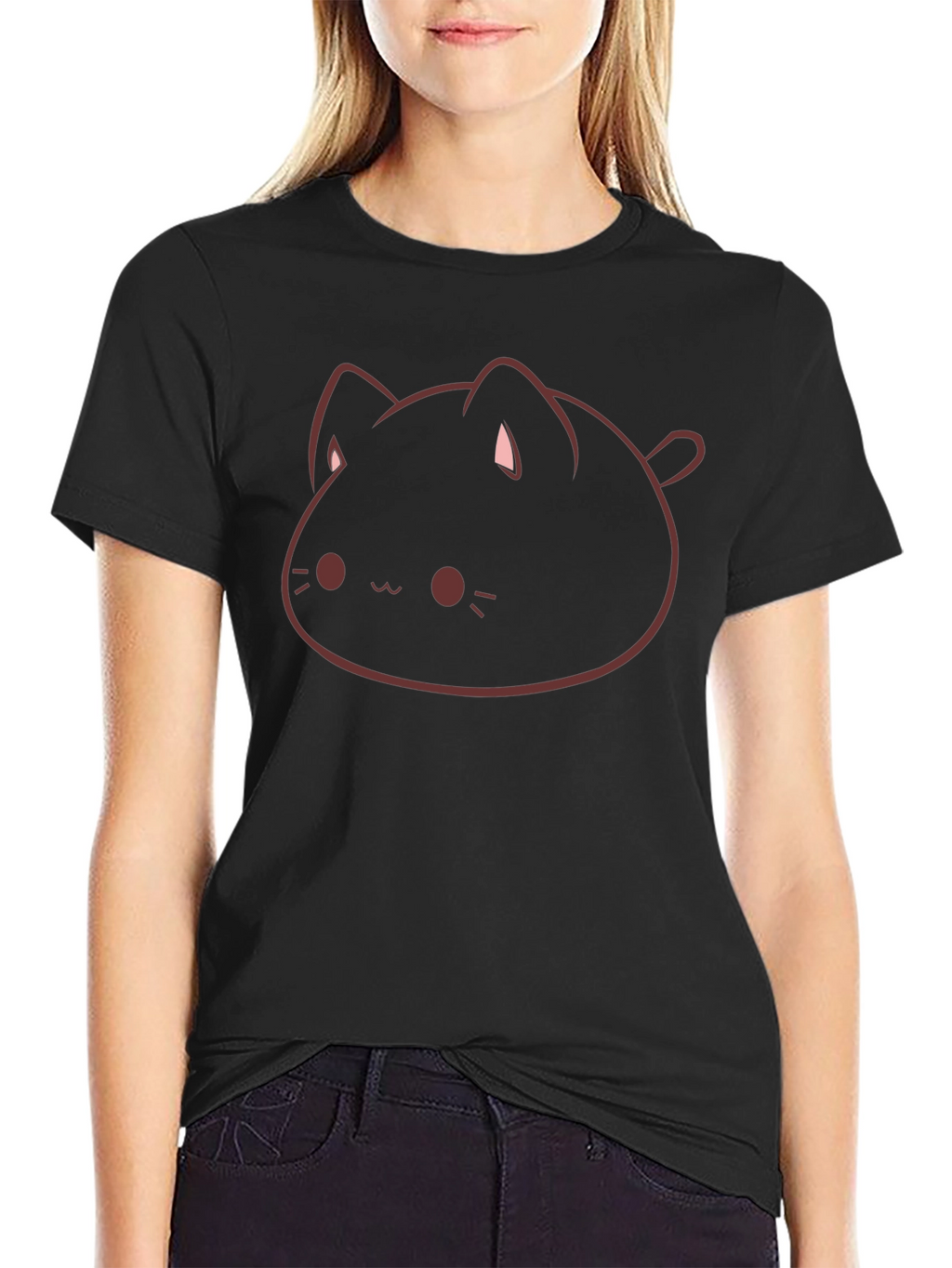 Cute Cat Graphic Black T-Shirt - Mens Style