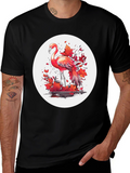 Flamingo T-Shirt: Red Autumn Leaves Design
