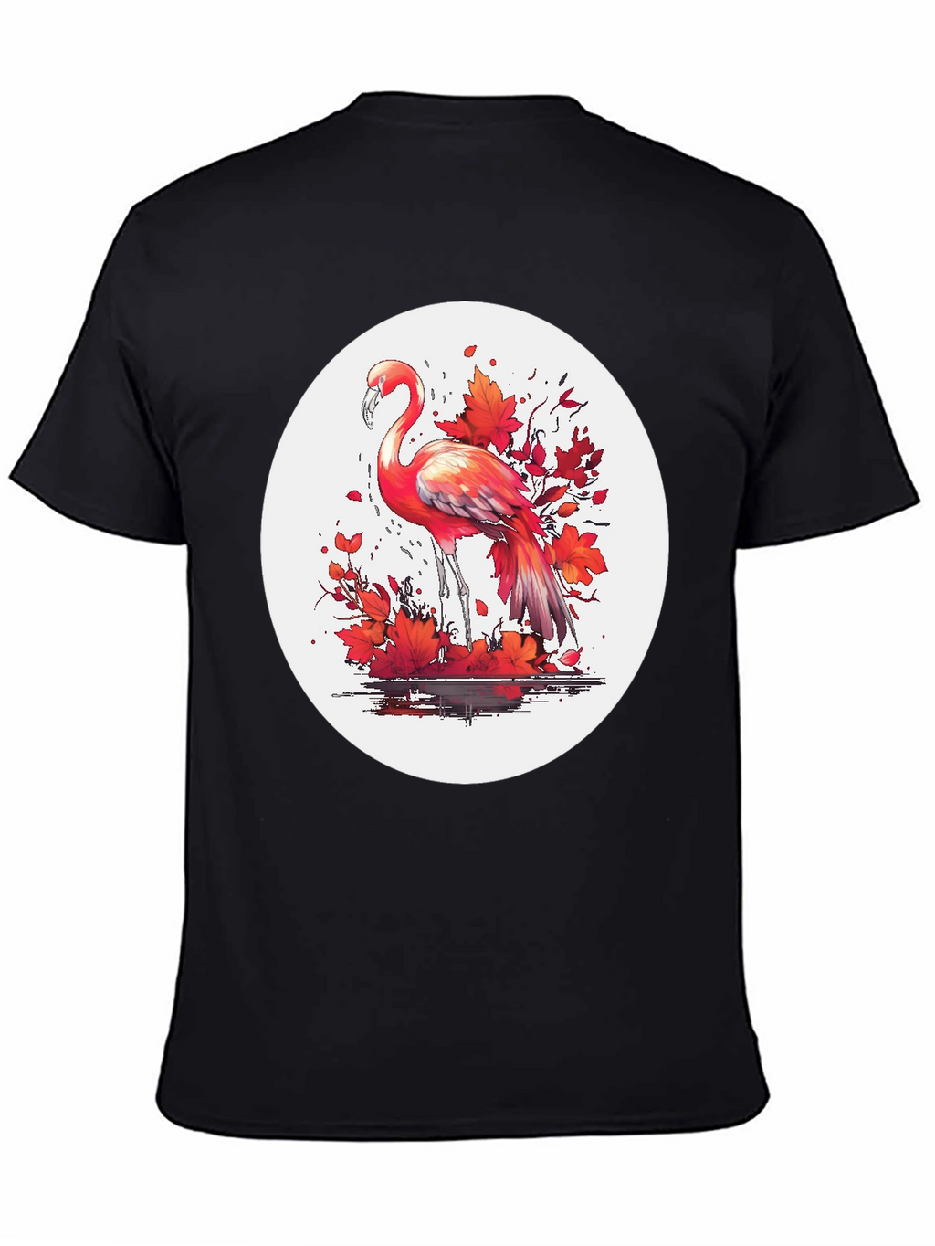 Flamingo T-Shirt: Red Autumn Leaves Design
