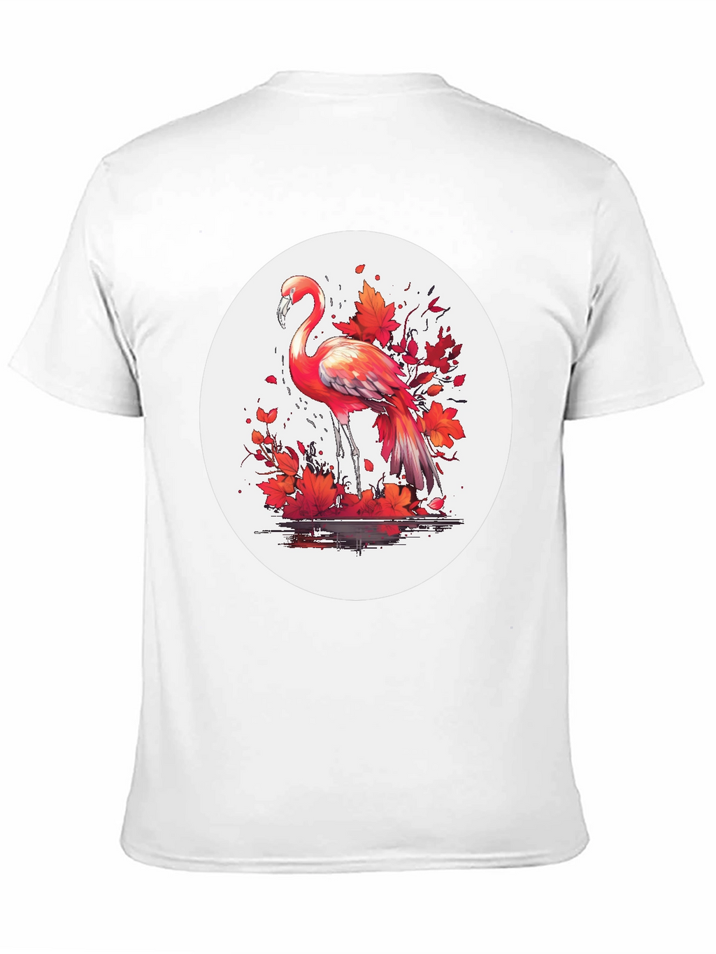 Flamingo T-Shirt: Red Autumn Leaves Design