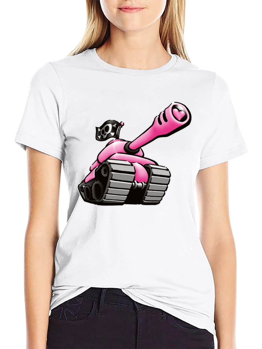 Pink Tank T-Shirt - Heart Cannon Pirate Tee