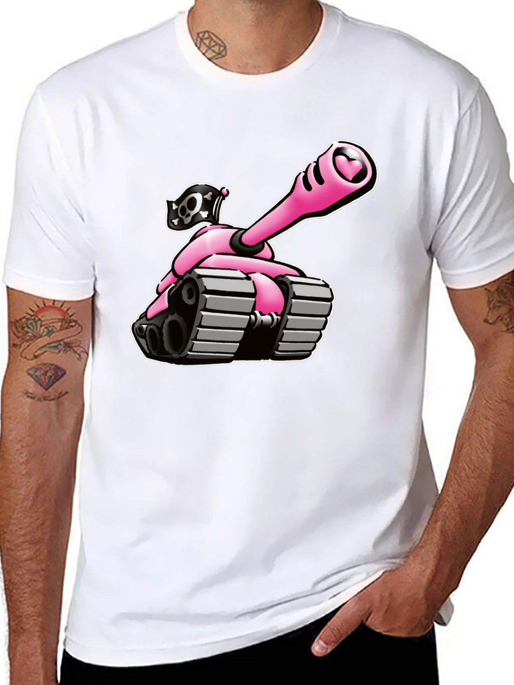 Pink Tank T-Shirt - Heart Cannon Pirate Tee