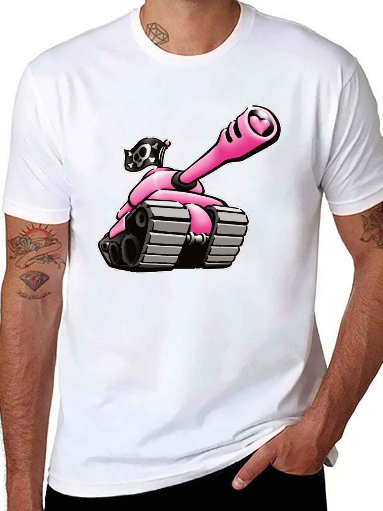 Pink Tank T-Shirt - Heart Cannon Pirate Tee