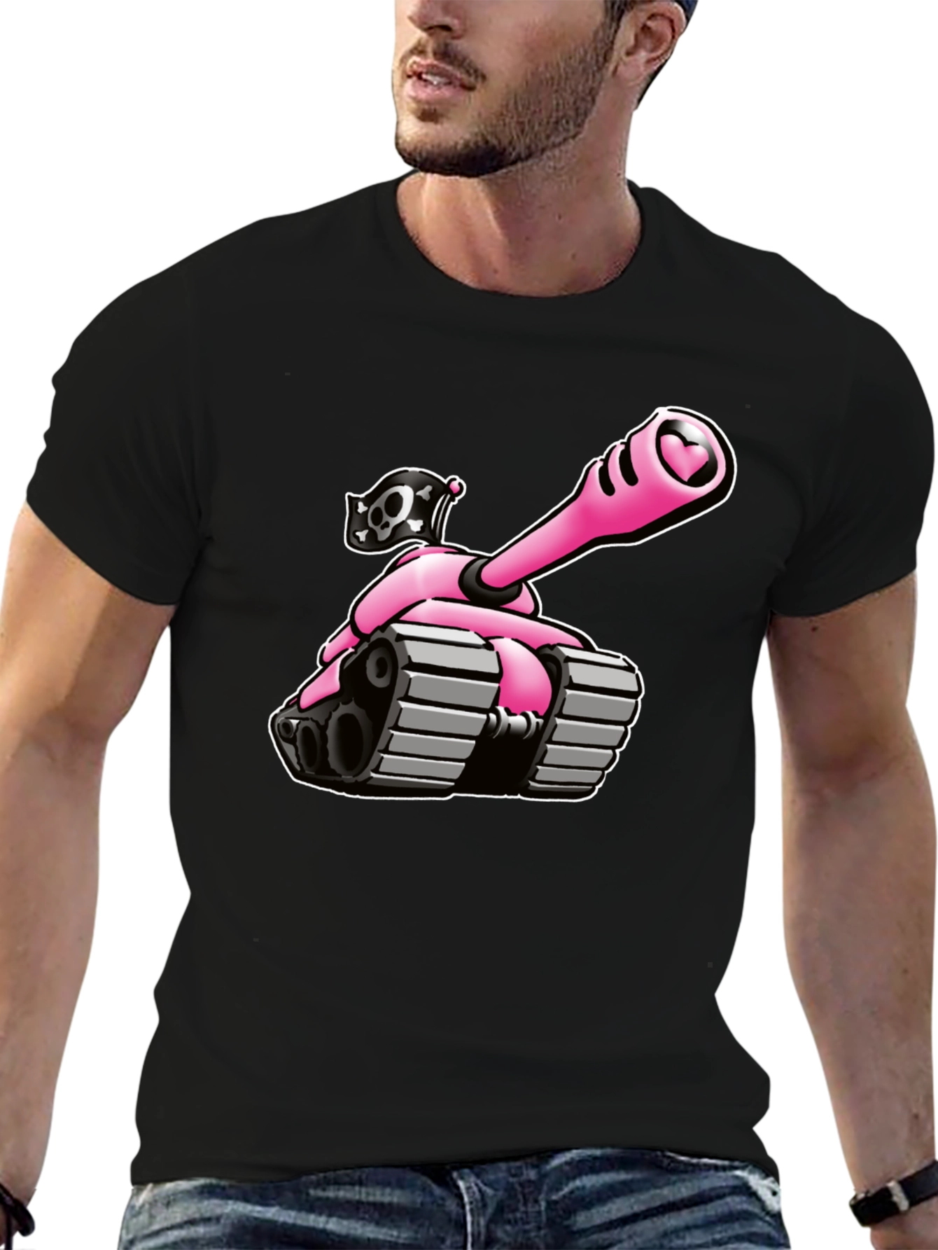 Pink Tank T-Shirt - Heart Cannon Pirate Tee