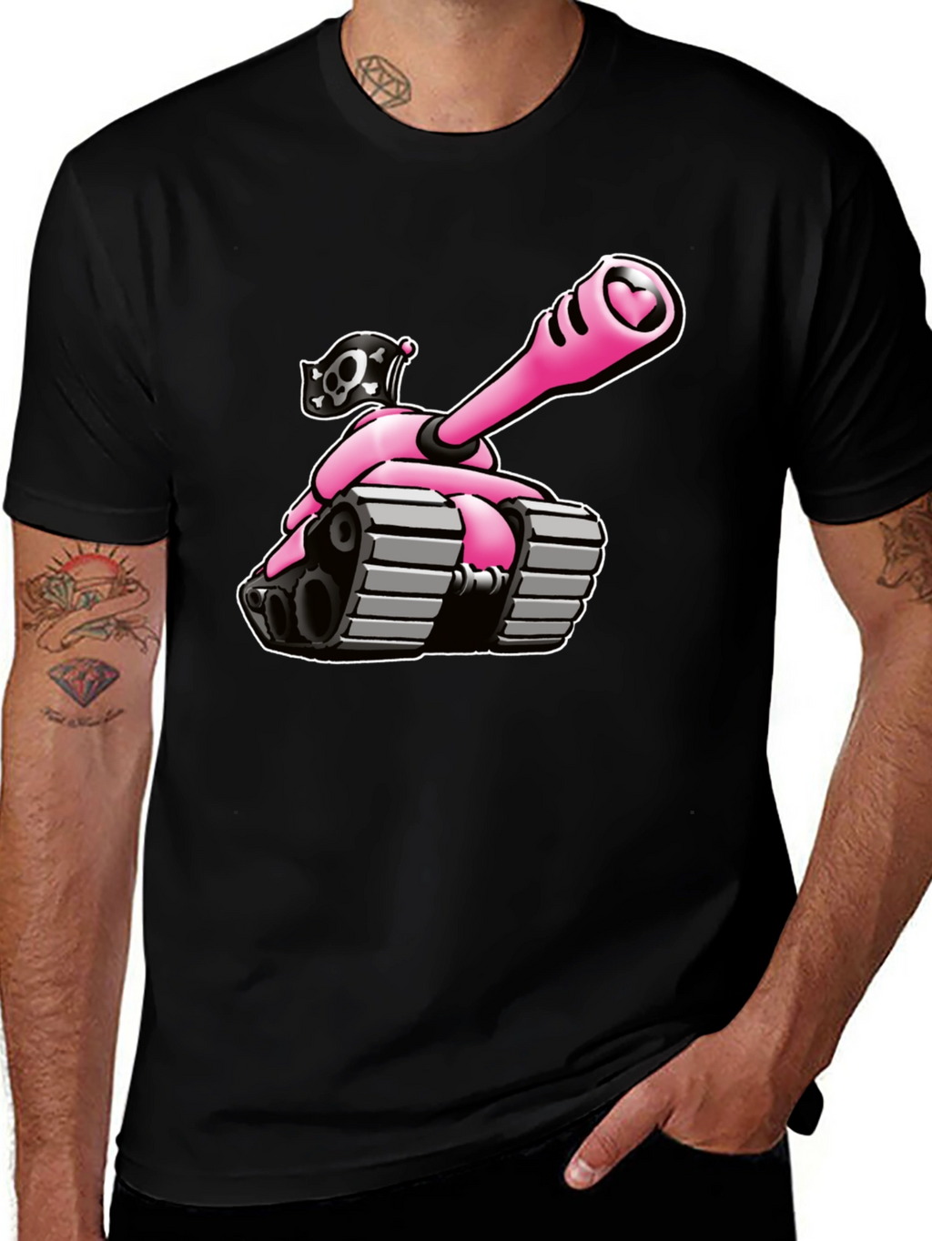 Pink Tank T-Shirt - Heart Cannon Pirate Tee