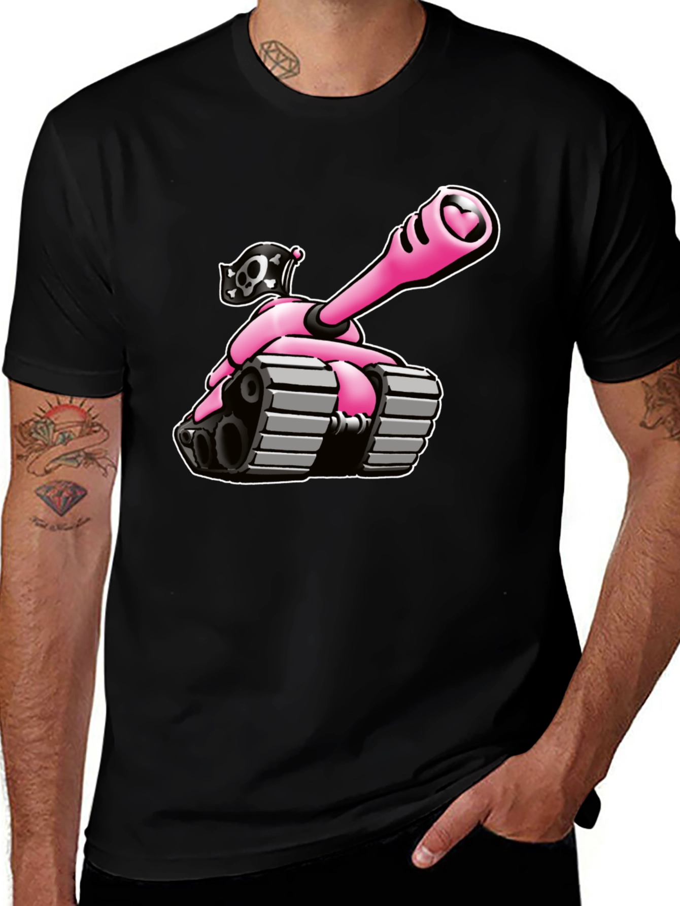 Pink Tank T-Shirt - Heart Cannon Pirate Tee