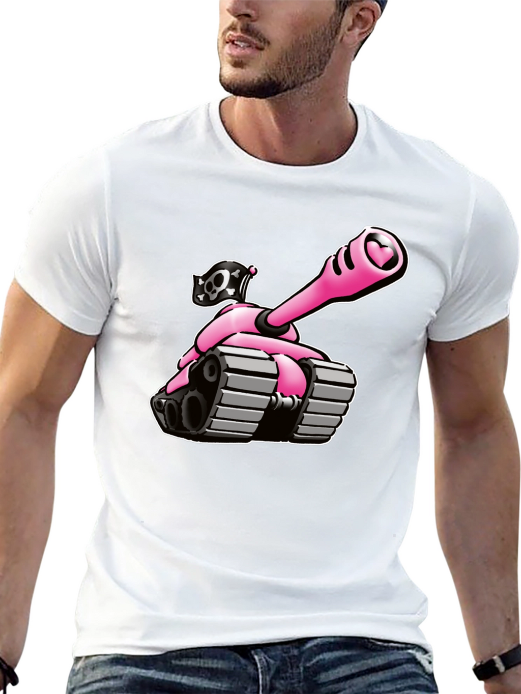Pink Tank T-Shirt - Heart Cannon Pirate Tee