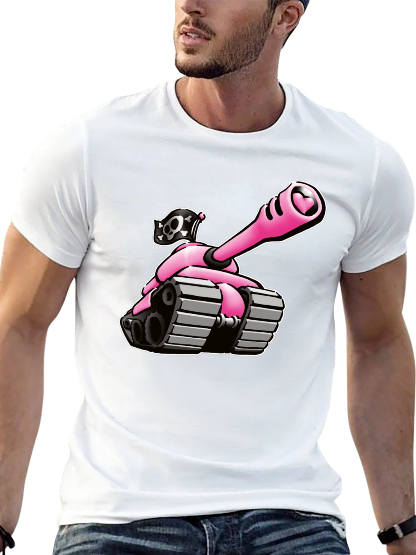 Pink Tank T-Shirt - Heart Cannon Pirate Tee