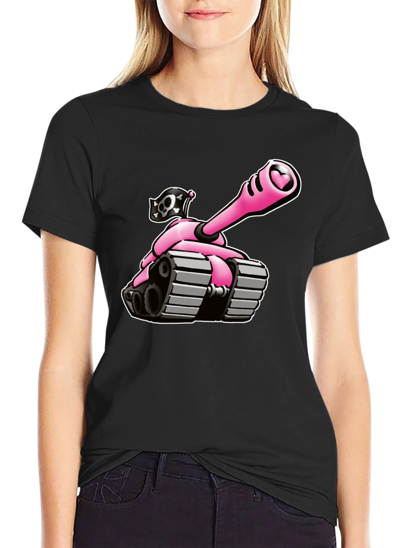Pink Tank T-Shirt - Heart Cannon Pirate Tee