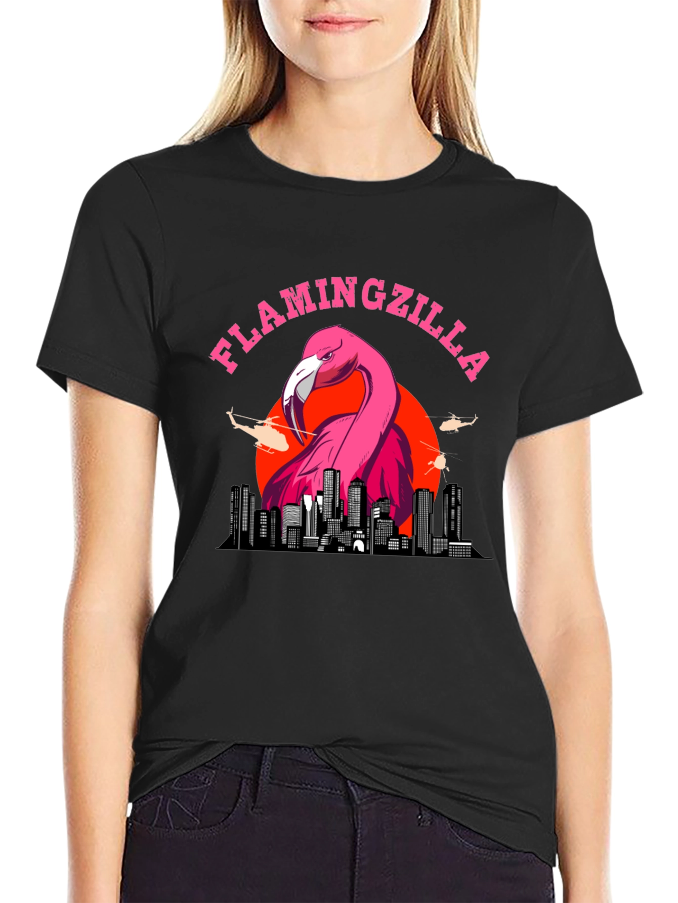 Flamingozilla Graphic T-Shirt - Funny Bird Tee
