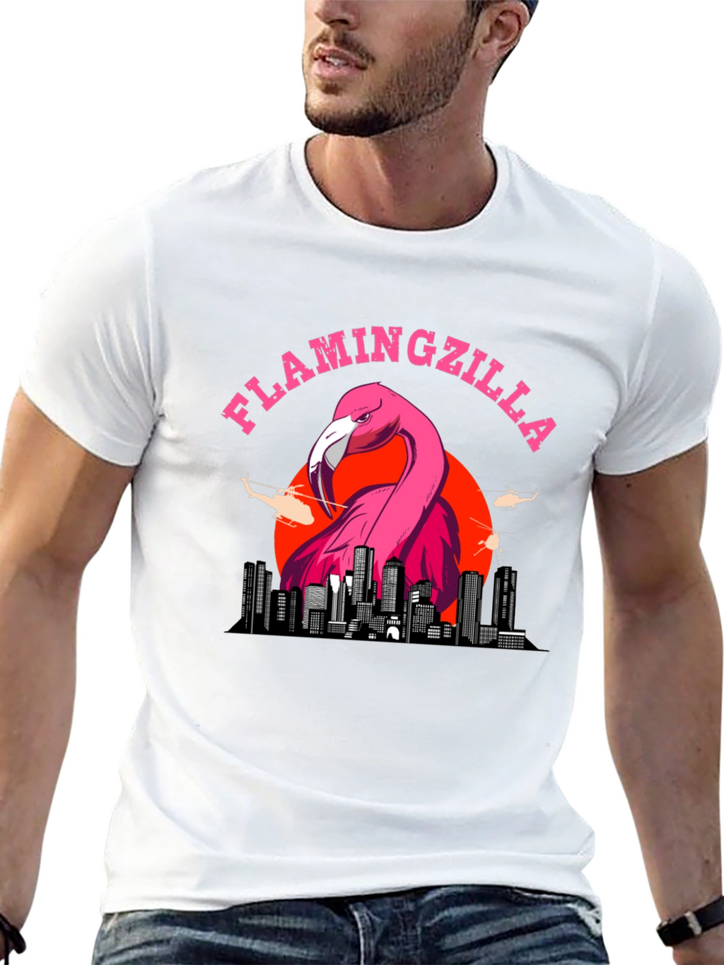 Flamingozilla Graphic T-Shirt - Funny Bird Tee