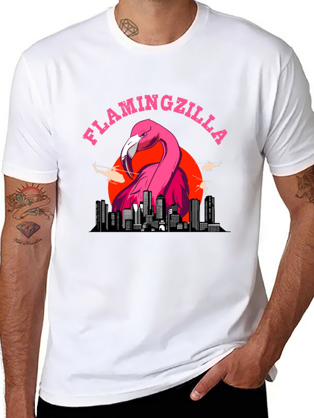 Flamingozilla Graphic T-Shirt - Funny Bird Tee