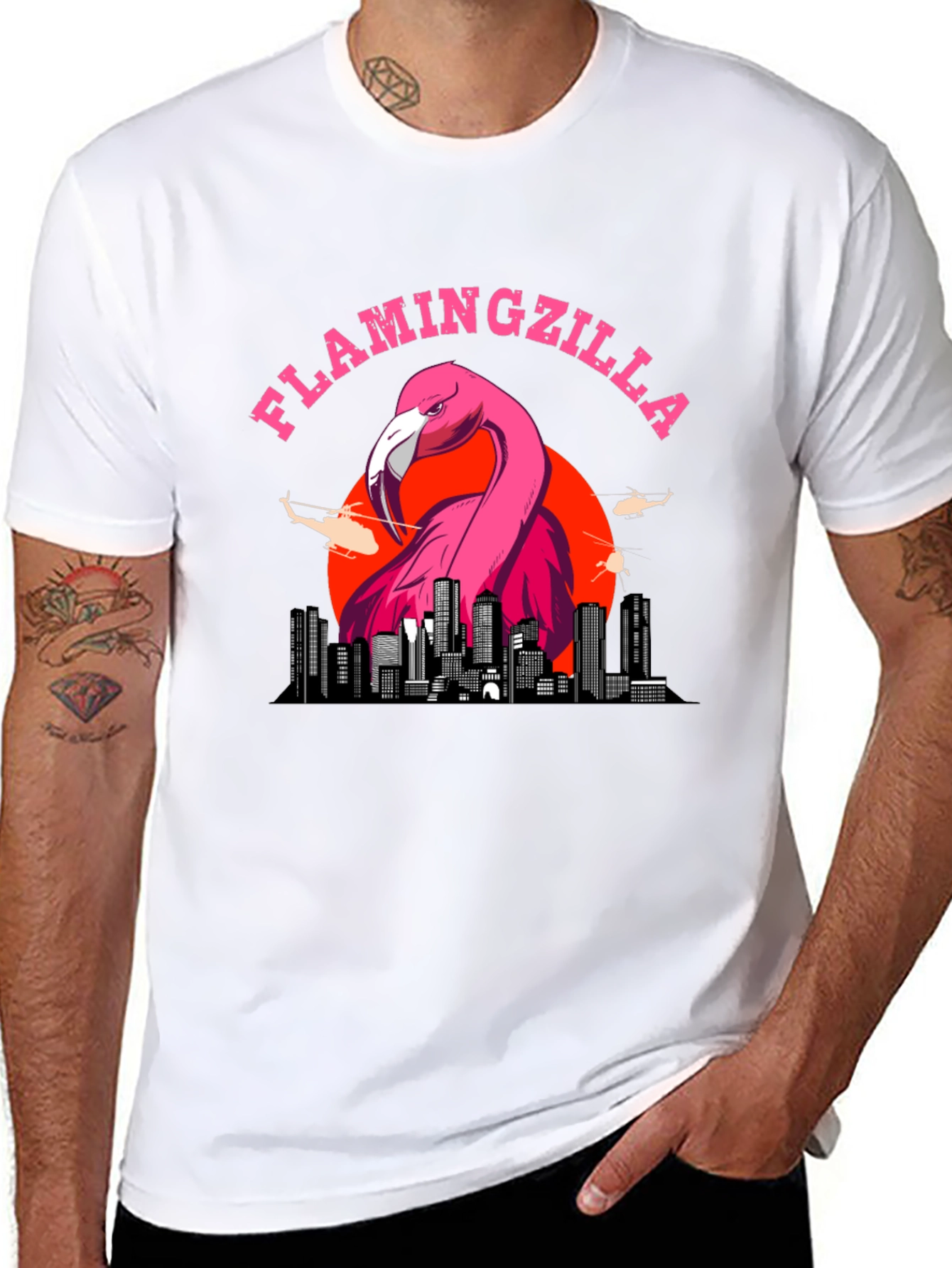 Flamingozilla Graphic T-Shirt - Funny Bird Tee
