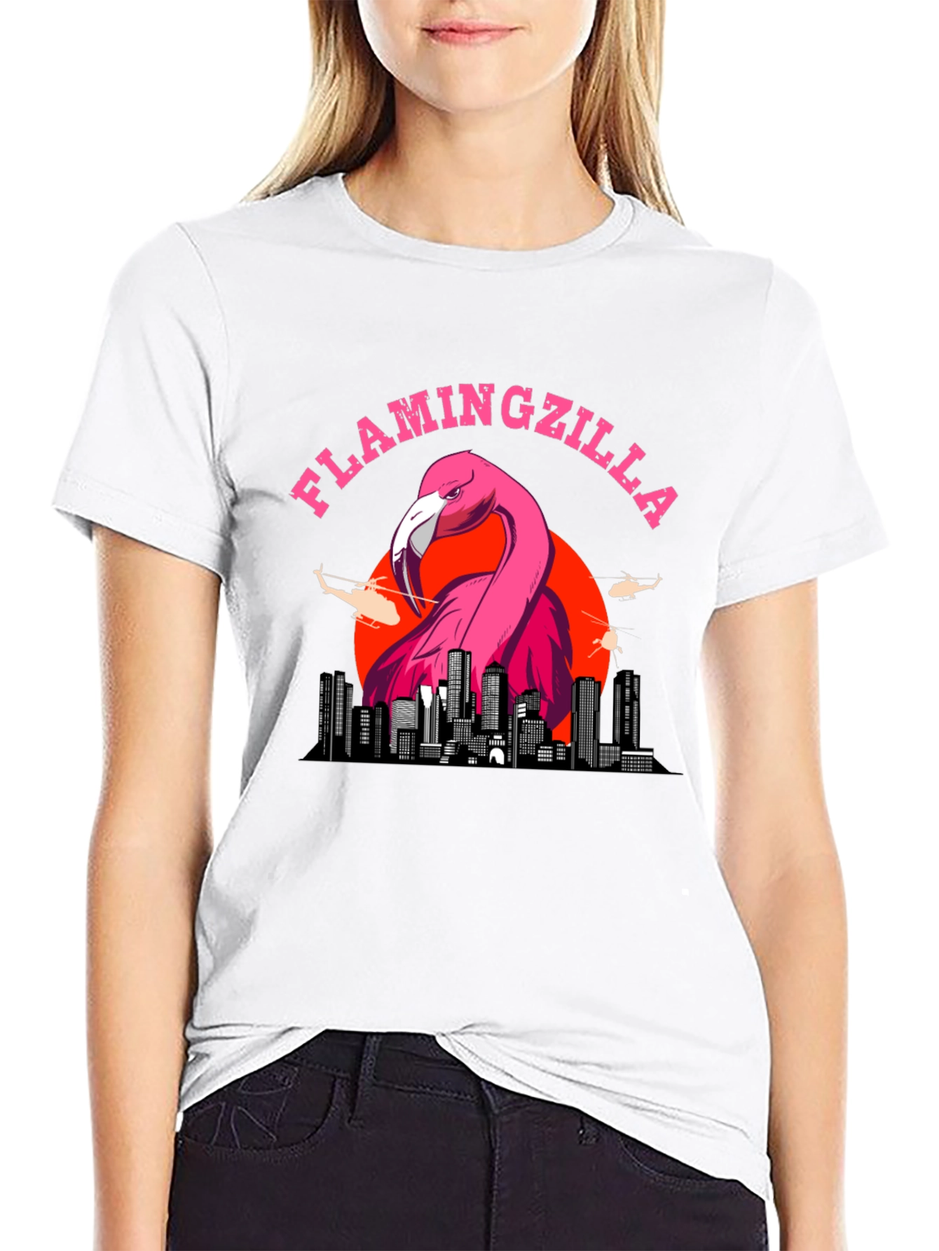 Flamingozilla Graphic T-Shirt - Funny Bird Tee