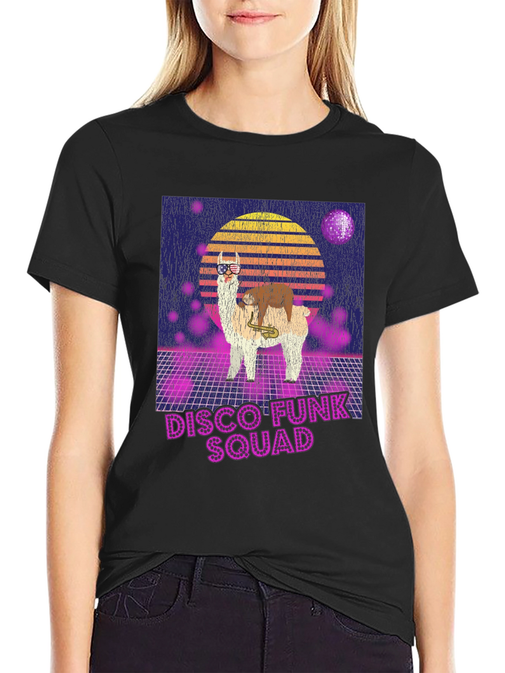 Disco Funk Squad T-Shirt - Retro Llama Design