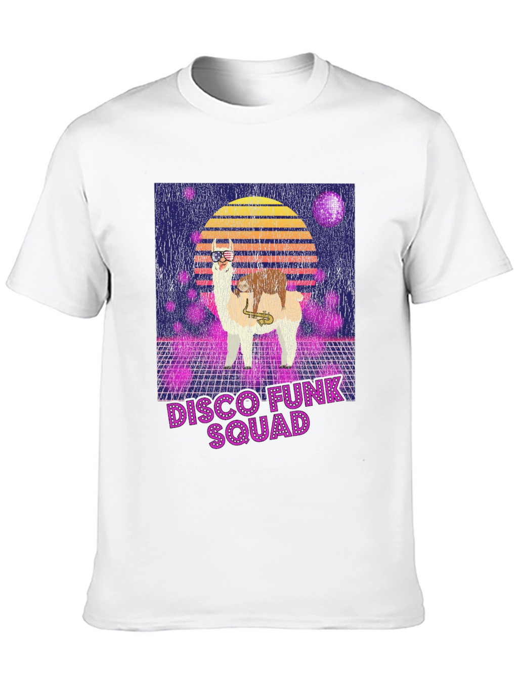Disco Funk Squad T-Shirt - Retro Llama Design