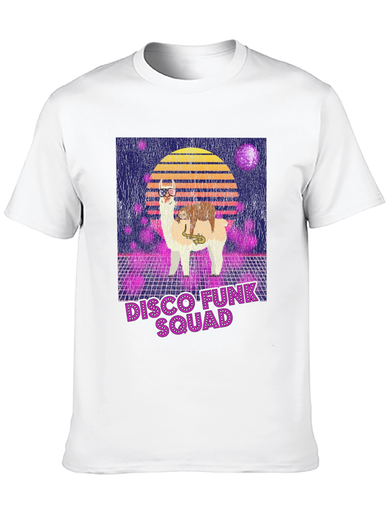 Disco Funk Squad T-Shirt - Retro Llama Design