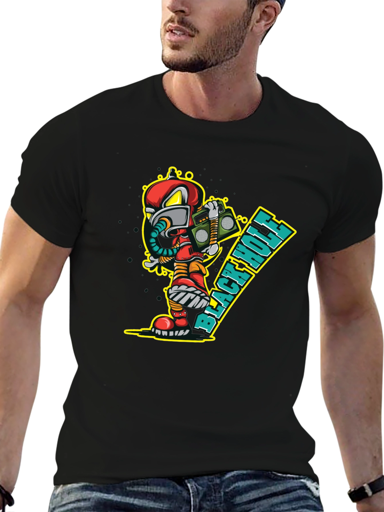 Black Hole Cartoon Graphic Tee