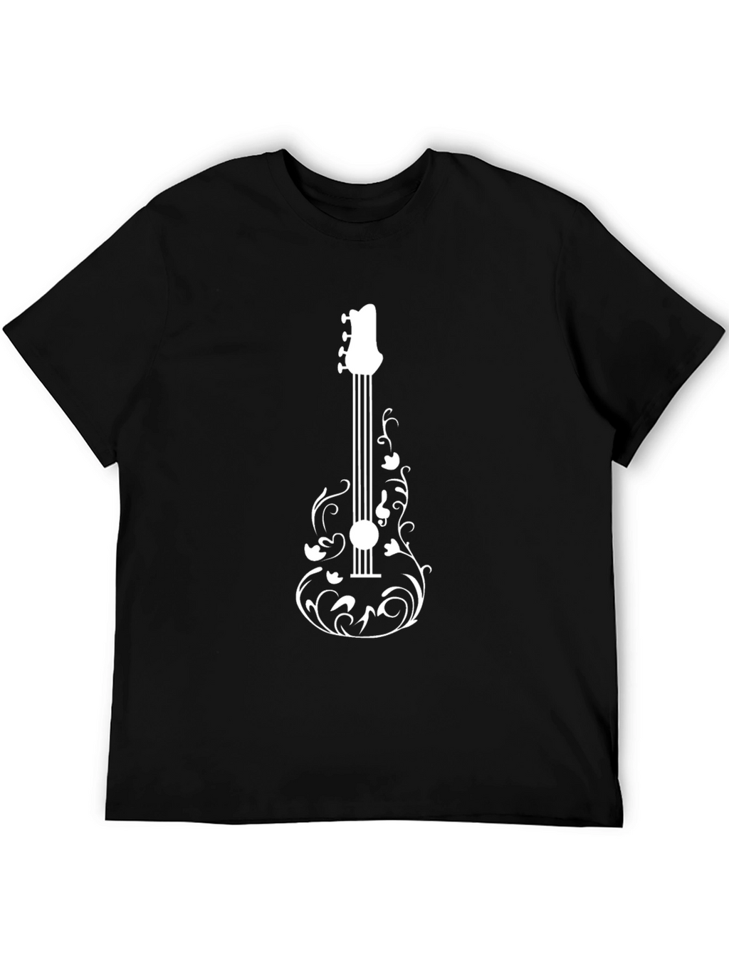 Guitar Floral T-Shirt - Black