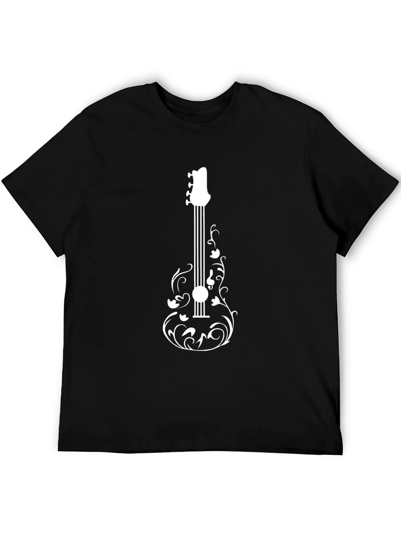 Guitar Floral T-Shirt - Black