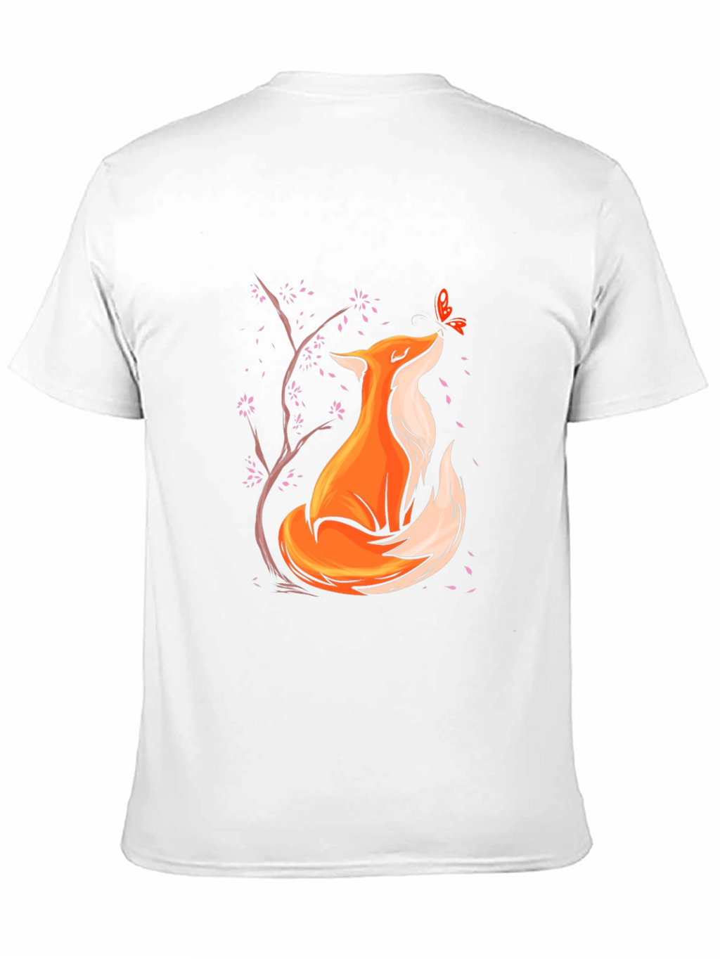 Fox and Butterfly Graphic Black T-Shirt
