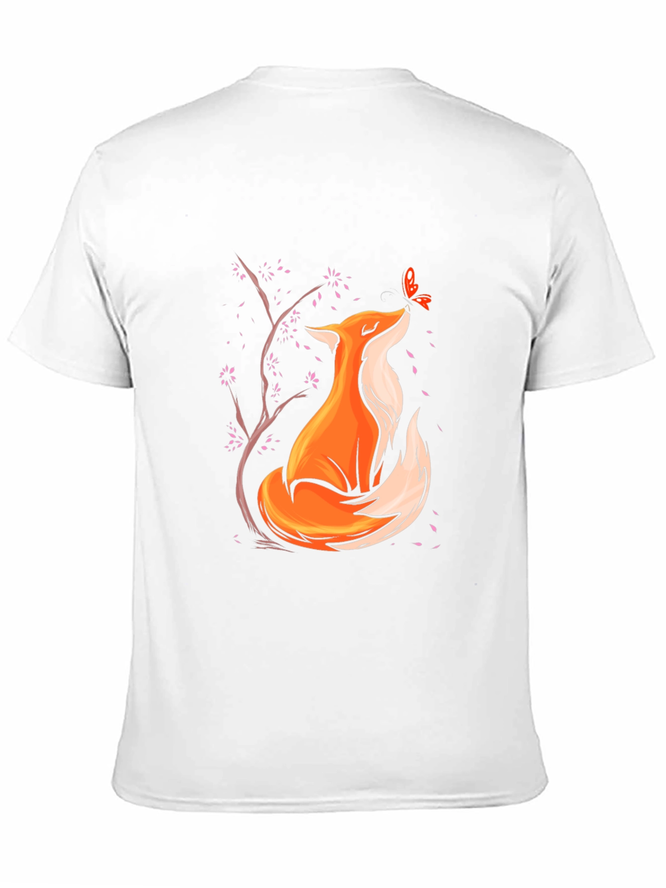 Fox and Butterfly Graphic Black T-Shirt