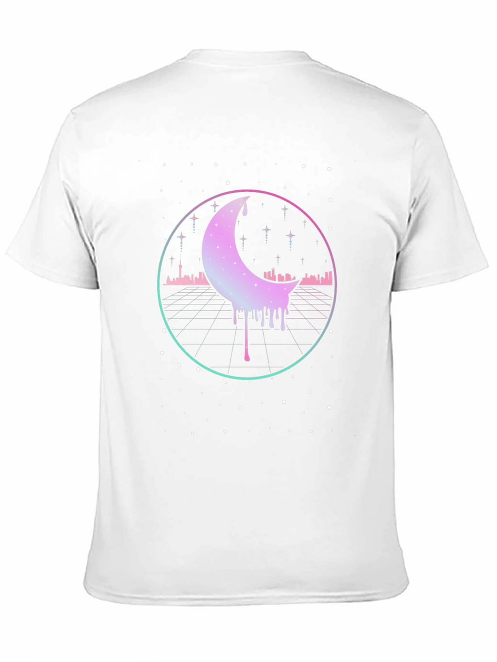 Retro Moon Drip Graphic T-Shirt - Vaporwave Aesthetic