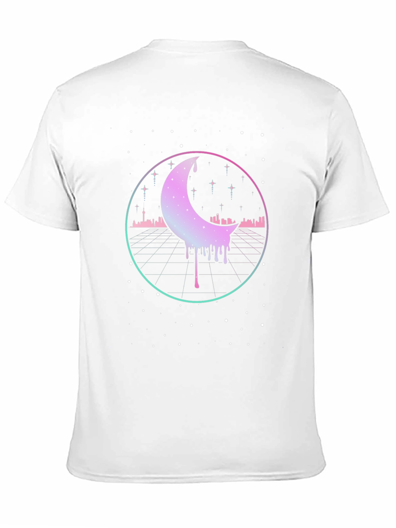 Retro Moon Drip Graphic T-Shirt - Vaporwave Aesthetic