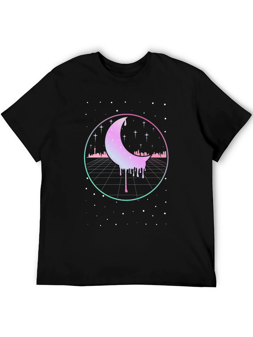 Retro Moon Drip Graphic T-Shirt - Vaporwave Aesthetic