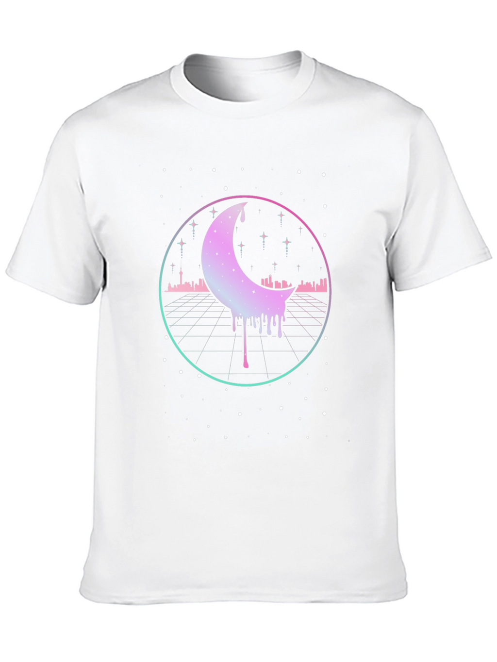 Retro Moon Drip Graphic T-Shirt - Vaporwave Aesthetic