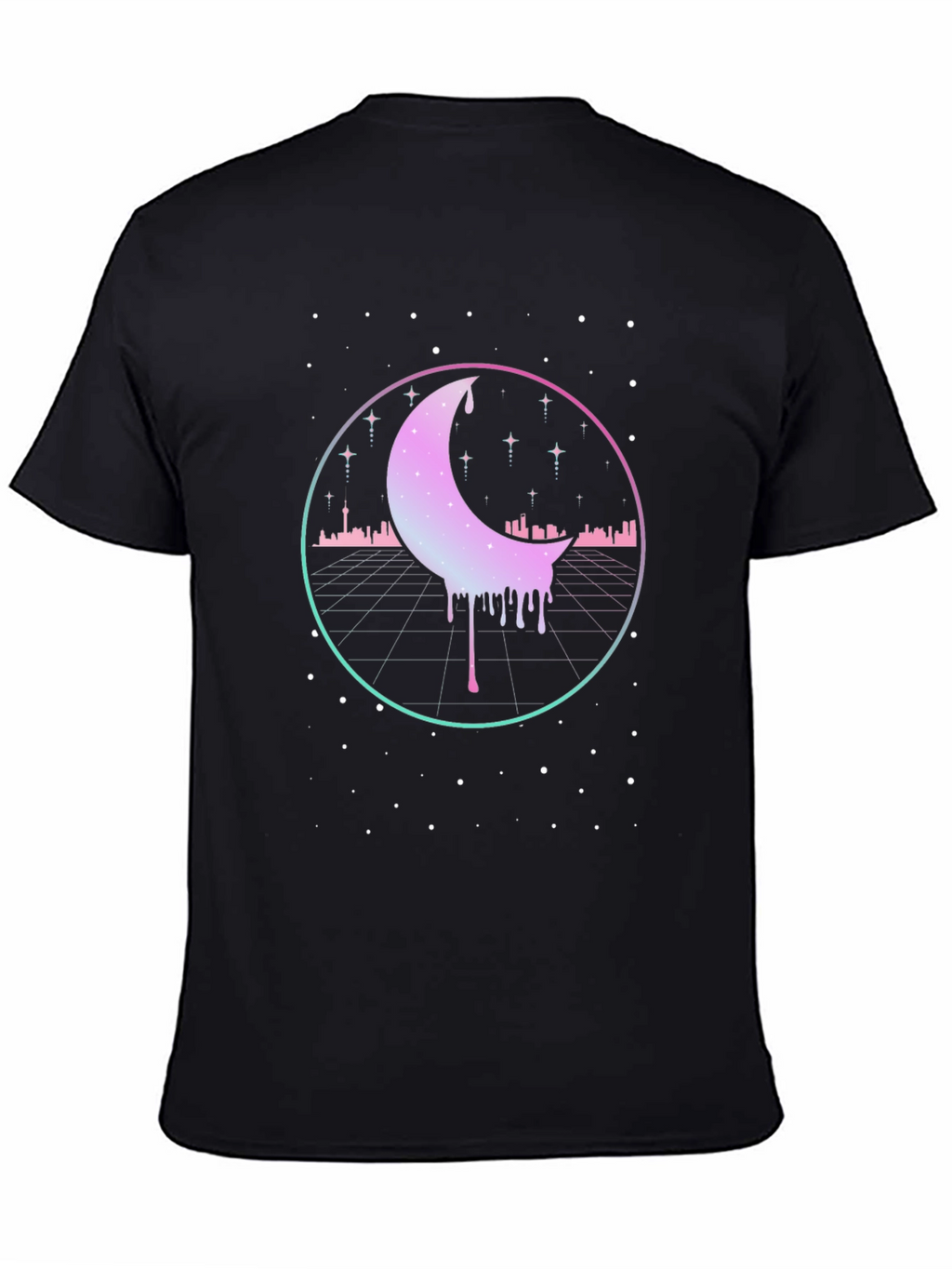 Retro Moon Drip Graphic T-Shirt - Vaporwave Aesthetic