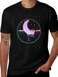 Retro Moon Drip Graphic T-Shirt - Vaporwave Aesthetic
