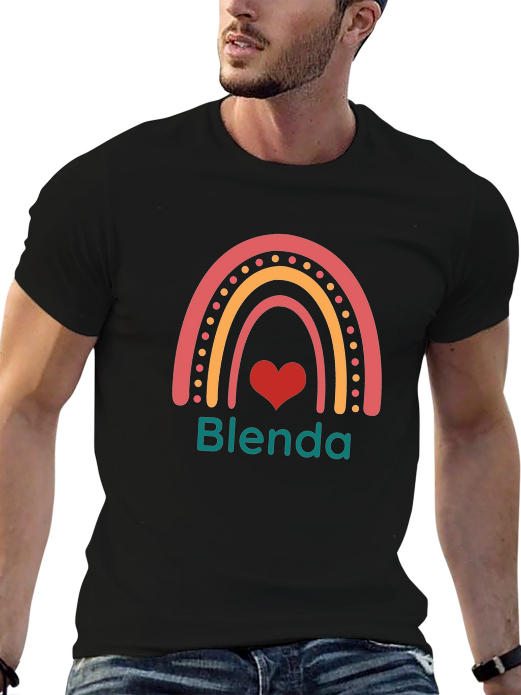 Blenda Rainbow Heart Tee - Personalized Graphic T-Shirt