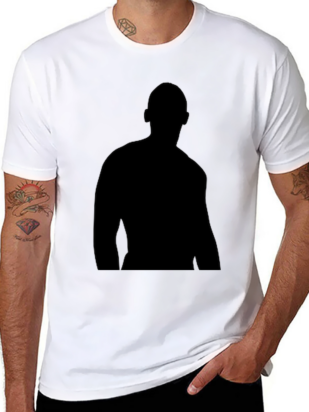 Mens Black Silhouette Graphic T-Shirt