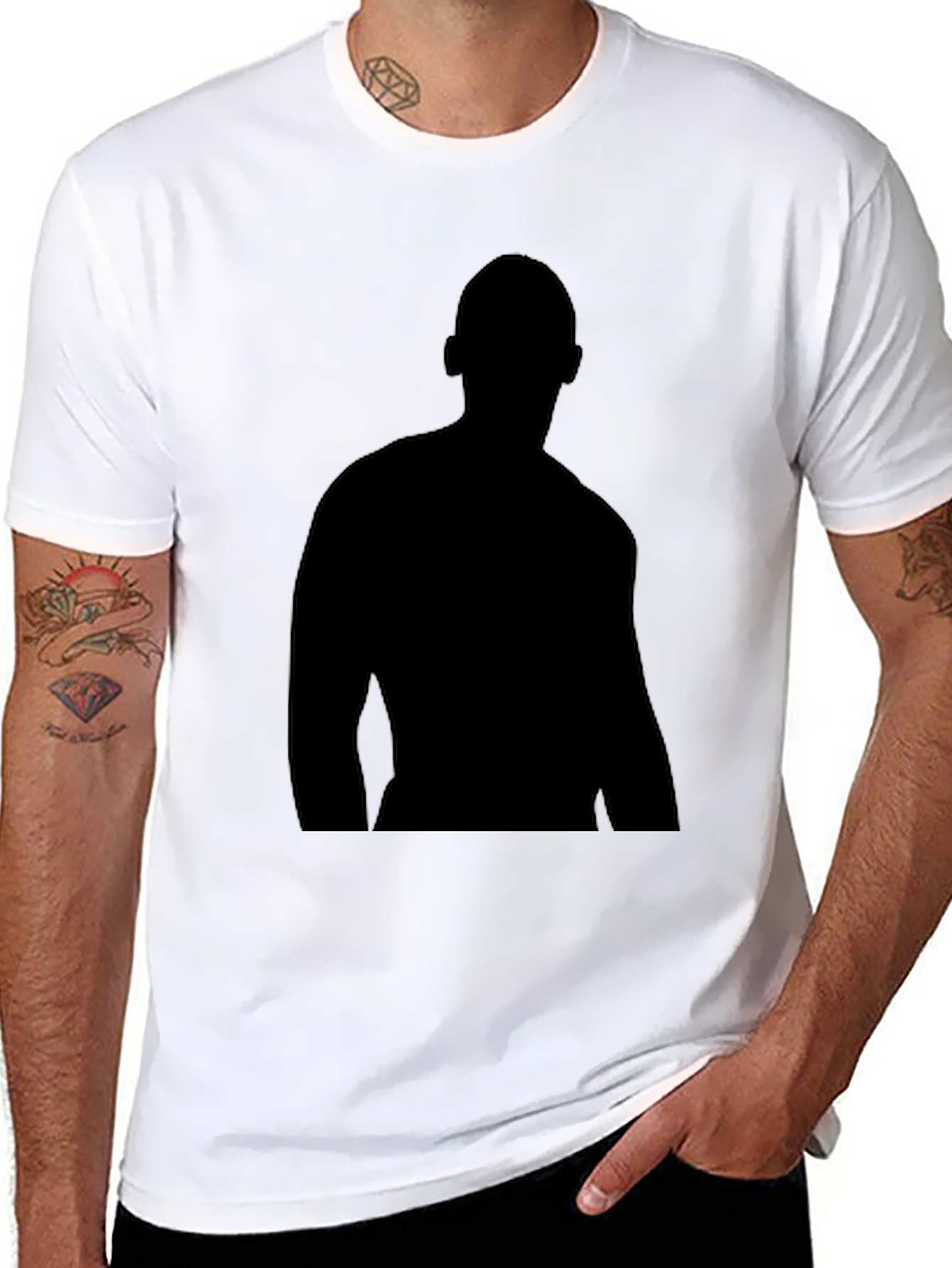 Mens Black Silhouette Graphic T-Shirt