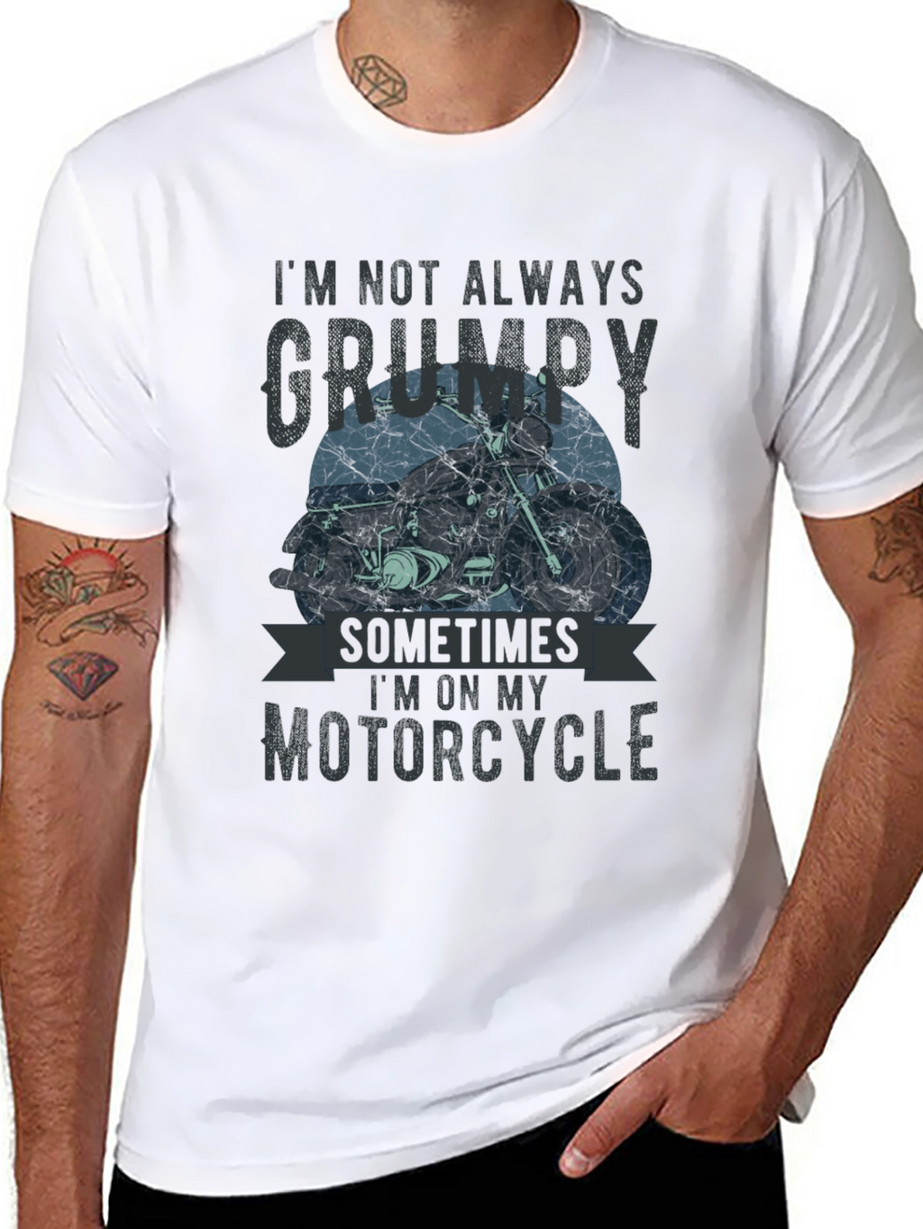 Grumpy Motorcycle T-Shirt - Mens Black Graphic Tee