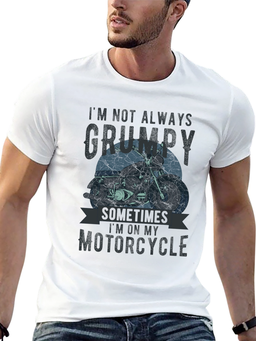 Grumpy Motorcycle T-Shirt - Mens Black Graphic Tee