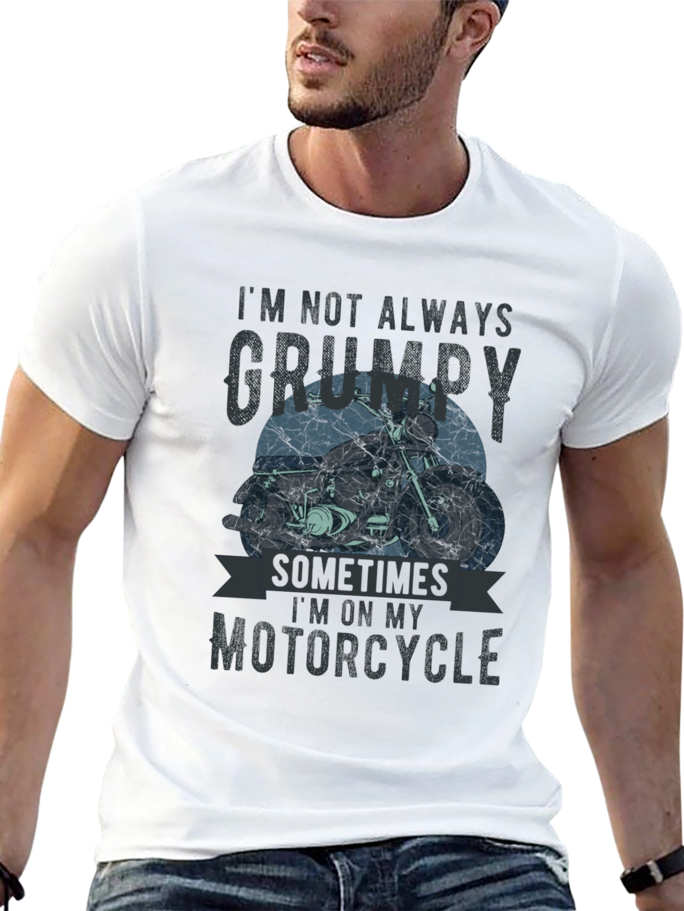 Grumpy Motorcycle T-Shirt - Mens Black Graphic Tee