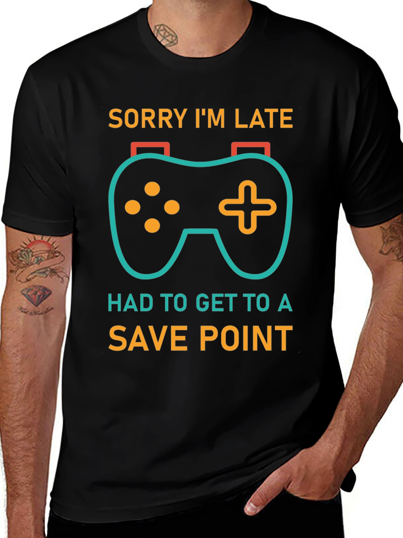 Gamer Excuse T-Shirt - Sorry Im Late Save Point