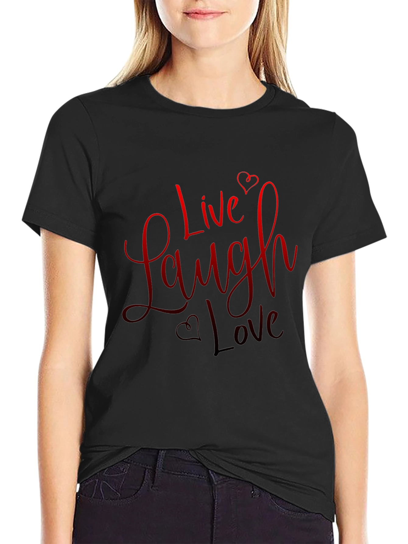 Live Laugh Love Graphic T-Shirt - Black