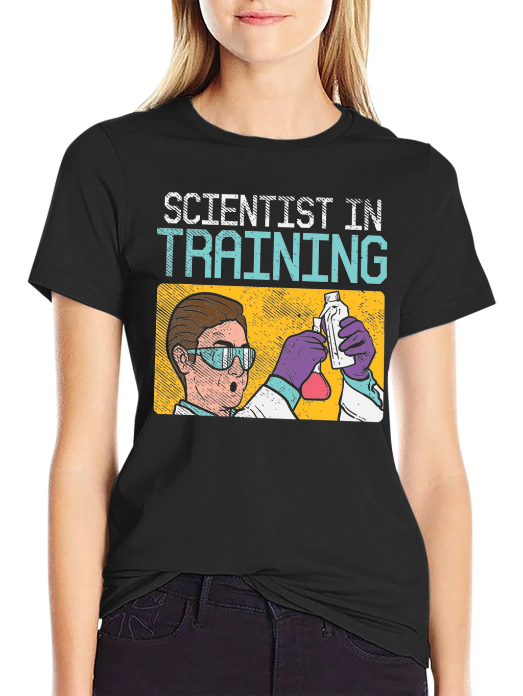 Scientist In Training T-Shirt: Black Cotton Crew Neck