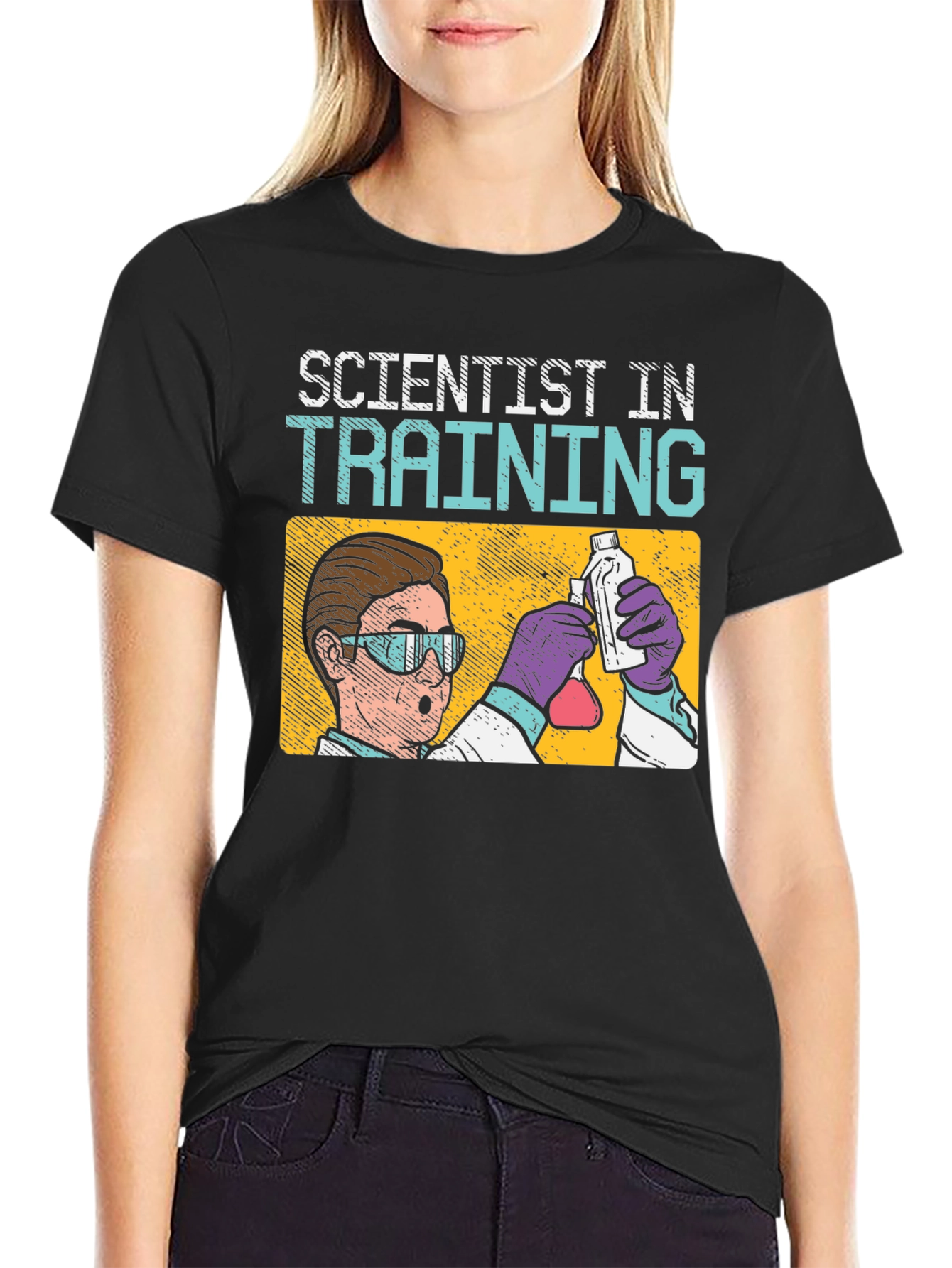 Scientist In Training T-Shirt: Black Cotton Crew Neck