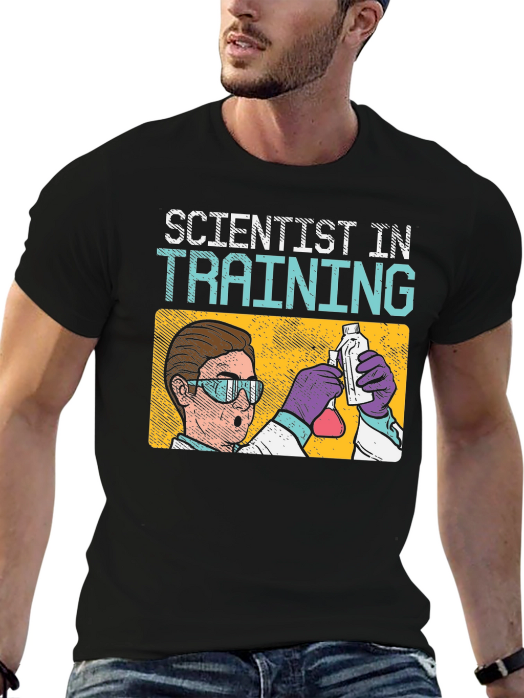 Scientist In Training T-Shirt: Black Cotton Crew Neck