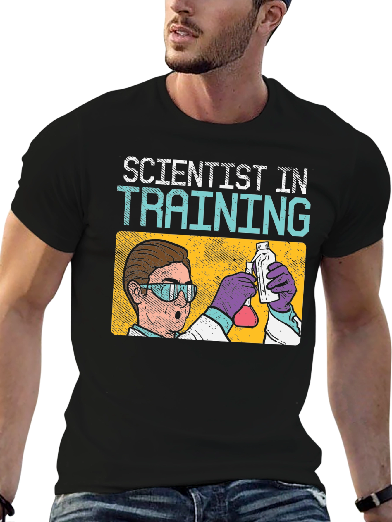 Scientist In Training T-Shirt: Black Cotton Crew Neck