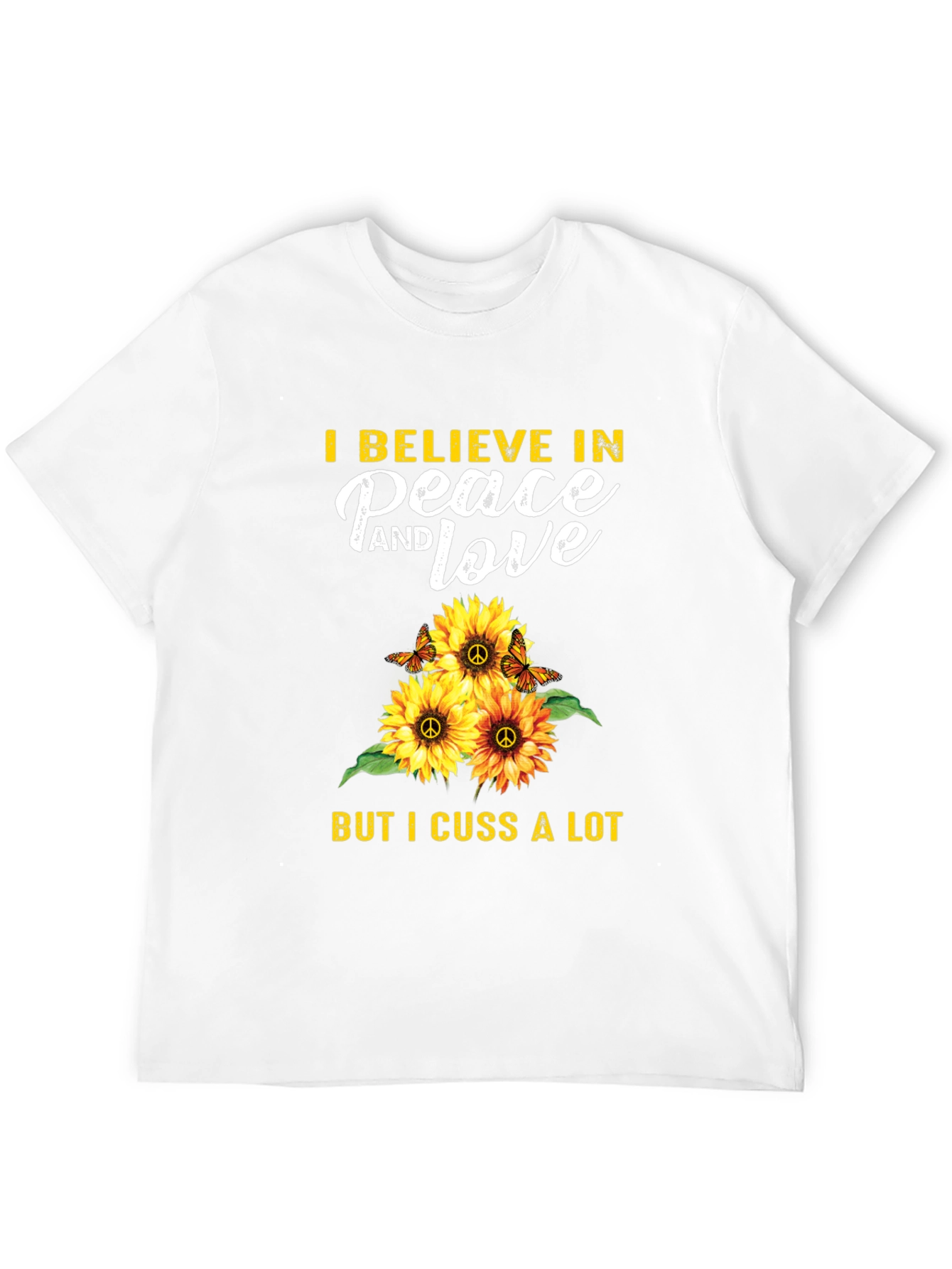 Peace Love Cuss T-Shirt Sunflower Hippie Graphic Tee