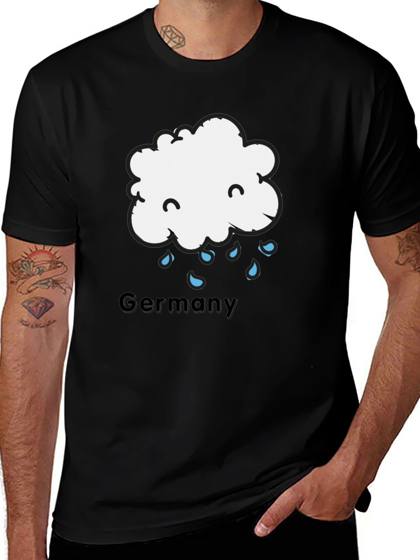 Germany Rainy Cloud T-Shirt - Black