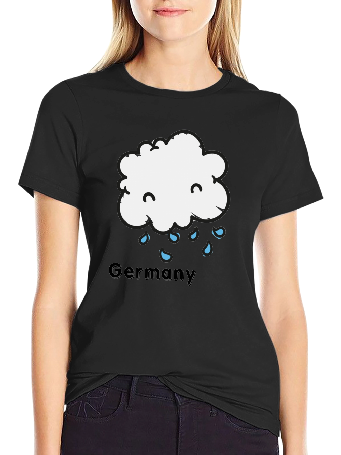 Germany Rainy Cloud T-Shirt - Black
